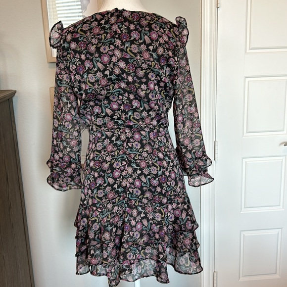 The Impeccable Pig | Black Floral Ruffled Fit & Flare Dress | Medium - Picture 13 of 16